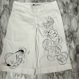 Disney White Wide Leg Capris Winnie The Pooh Piglet Eeyore Dopamine Dressing Fun